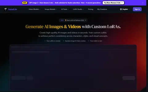 LoraAI homepage (screenshot)