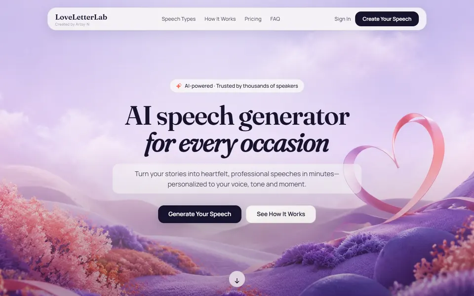 LoveLetterLab homepage (screenshot)