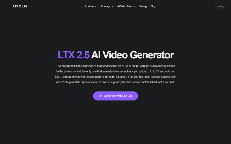 LTX 2.3 homepage (screenshot)
