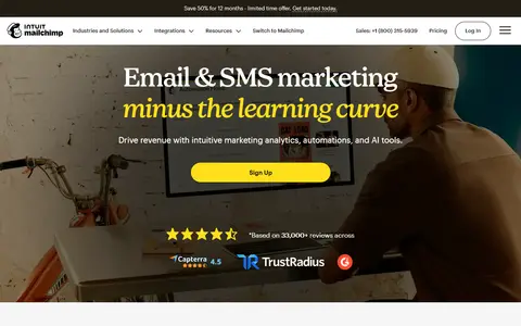 Mailchimp homepage (screenshot)