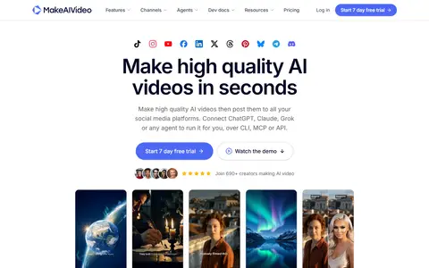 MakeAIVideo homepage (screenshot)