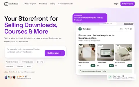 Marketsy.ai homepage (screenshot)