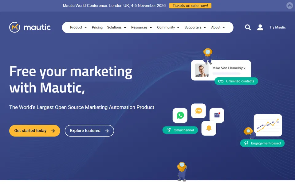 mautic homepage (screenshot)