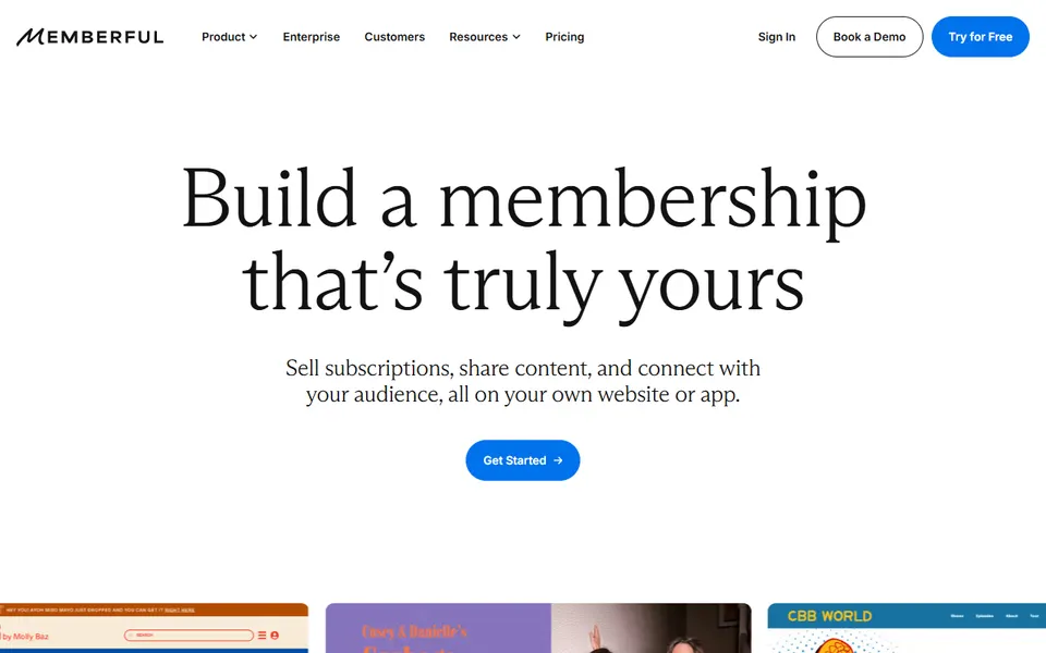 Memberful homepage (screenshot)