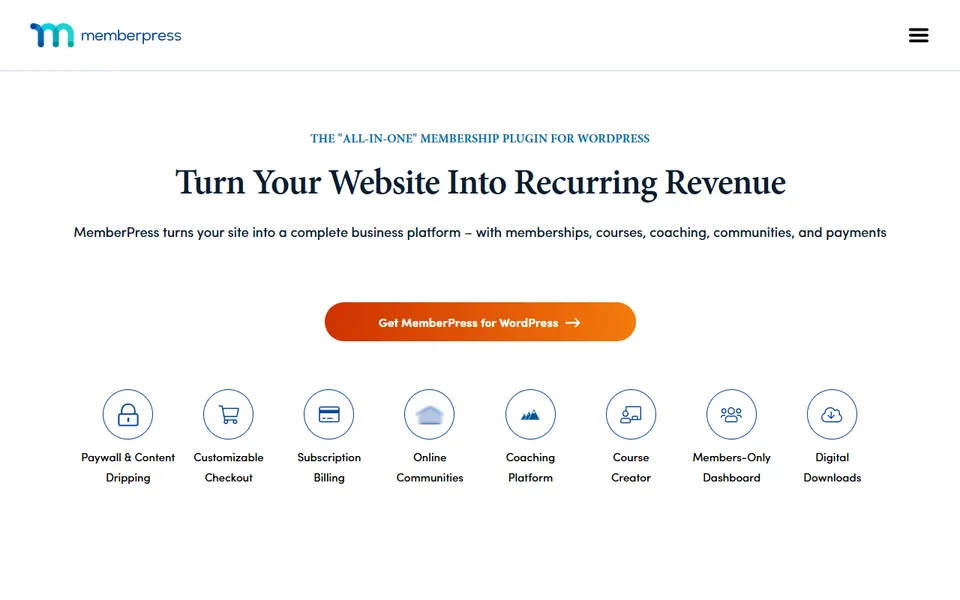 MemberPress homepage (screenshot)