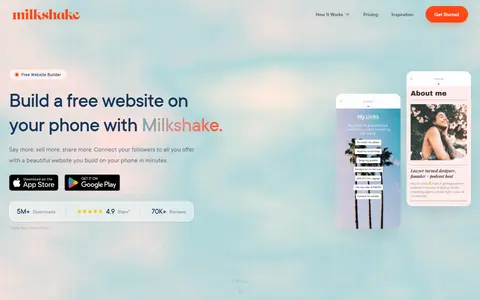 Milkshake homepage (screenshot)
