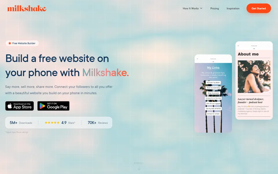 Milkshake homepage (screenshot)