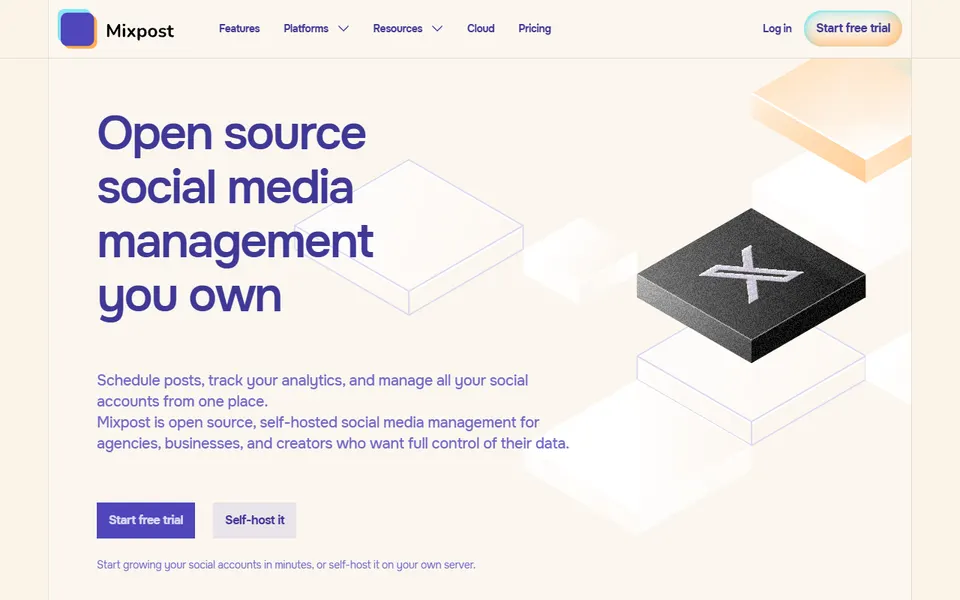 Mixpost homepage (screenshot)