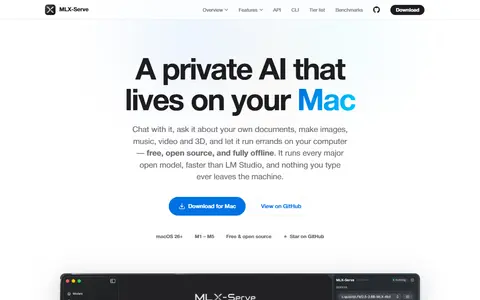 mlx-serve homepage (screenshot)