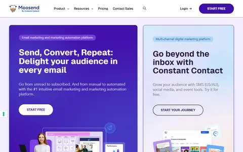 Moosend homepage (screenshot)