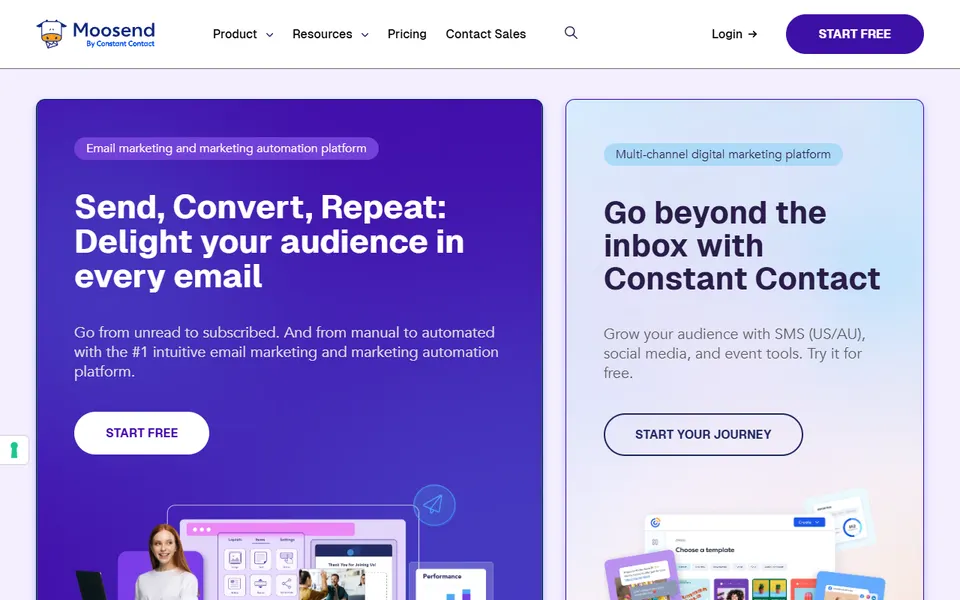 Moosend homepage (screenshot)