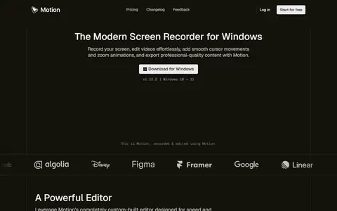Motion Software homepage (screenshot)