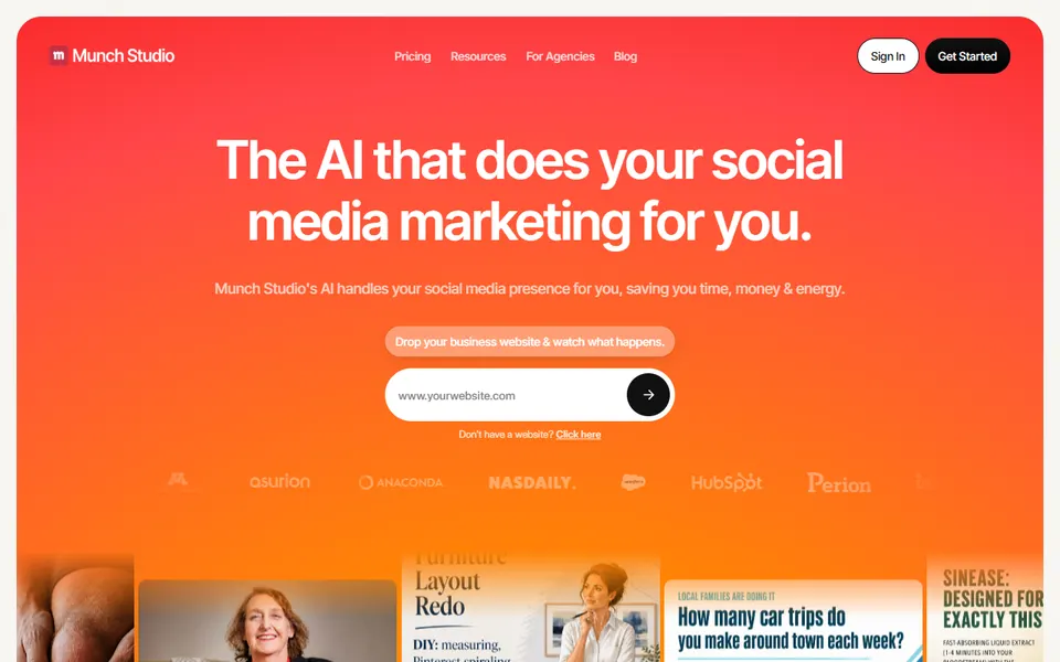 Munch homepage (screenshot)