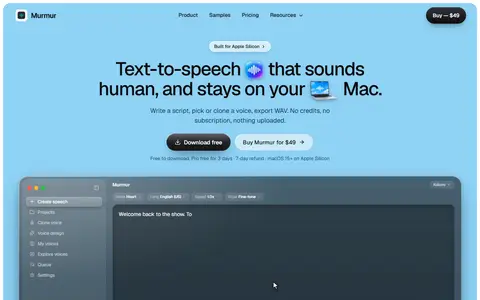 Murmur homepage (screenshot)
