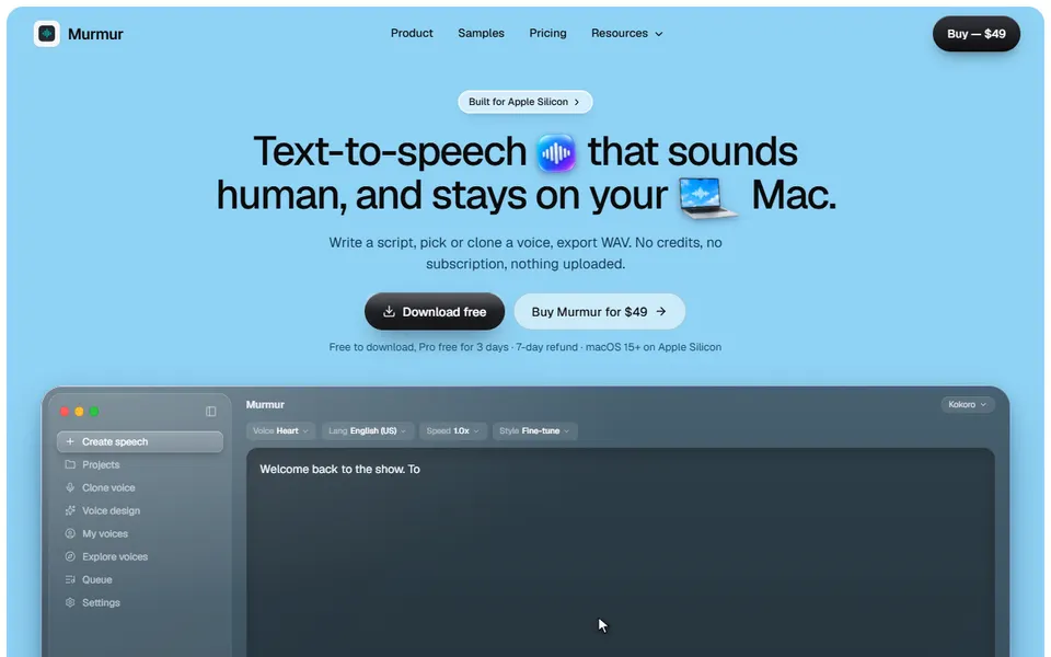Murmur homepage (screenshot)