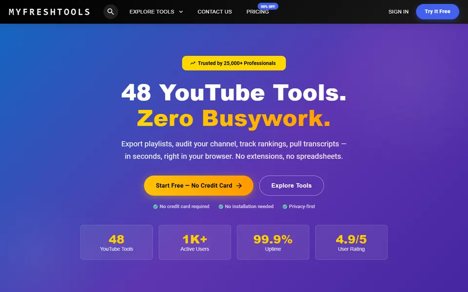 MyFreshTools homepage (screenshot)
