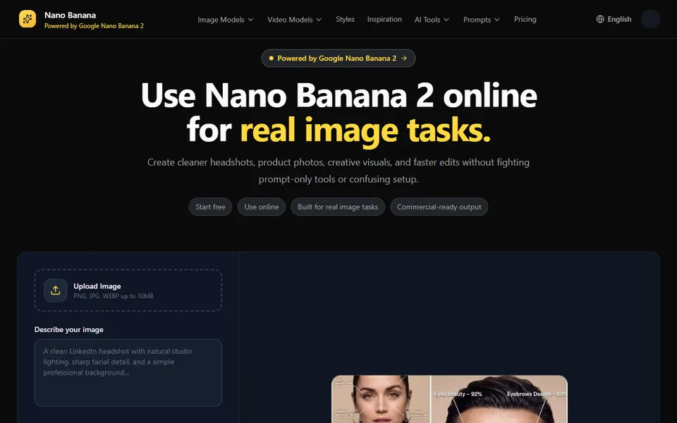 Nano Banana AI homepage (screenshot)