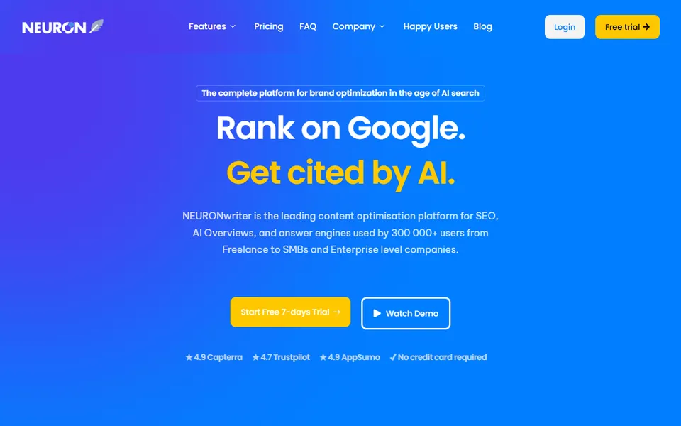 NeuronWriter homepage (screenshot)
