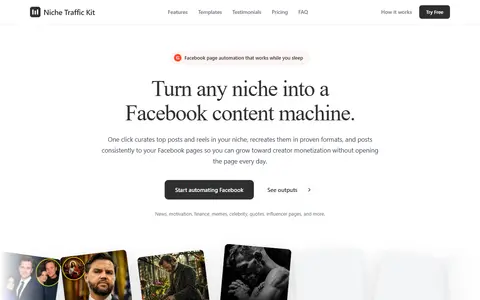 Niche Traffic Kit homepage (screenshot)