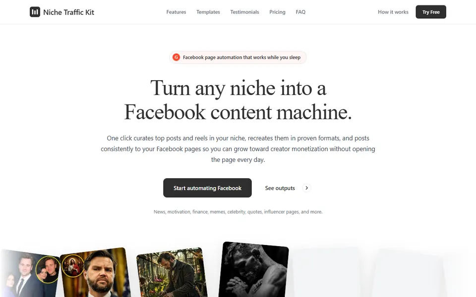 Niche Traffic Kit homepage (screenshot)