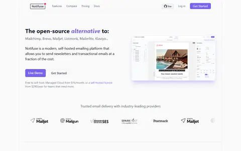notifuse homepage (screenshot)