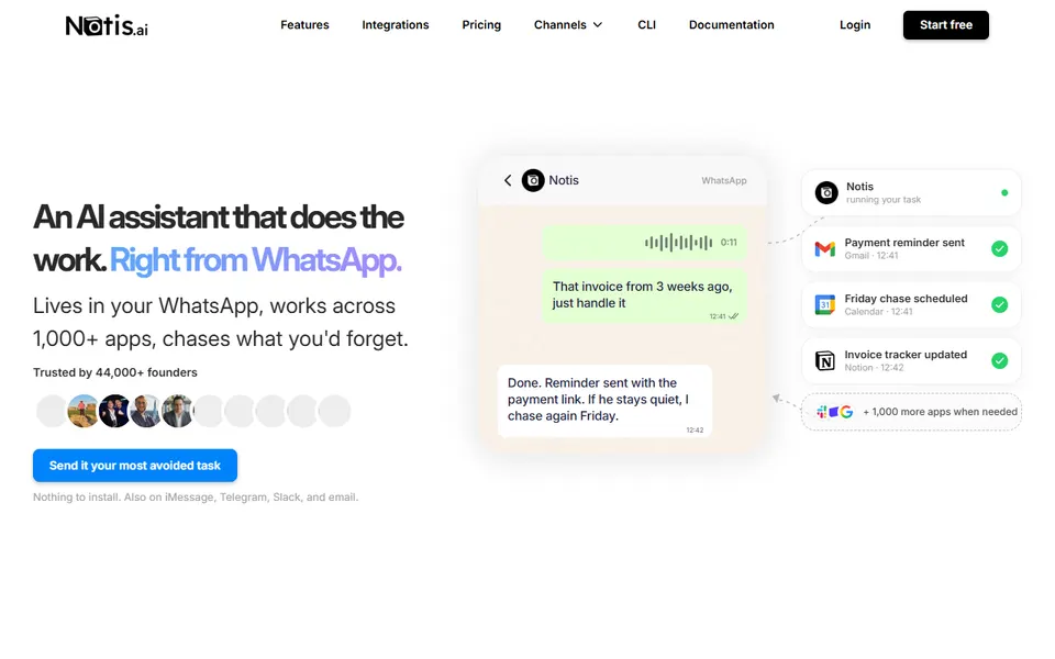 Notis homepage (screenshot)