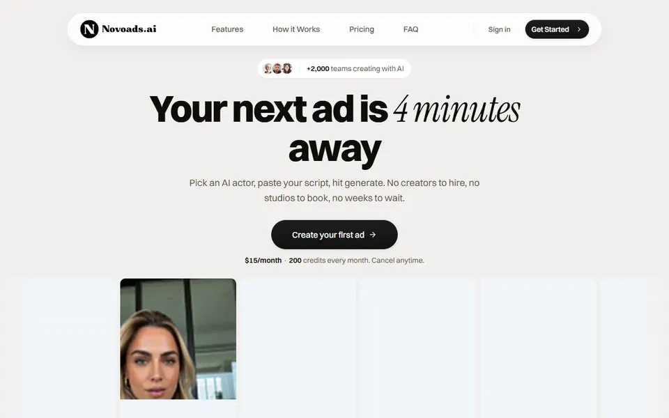 Novoads homepage (screenshot)