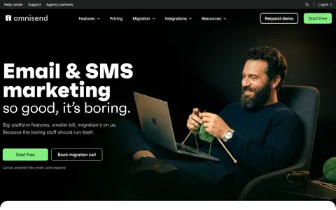 Omnisend homepage (screenshot)