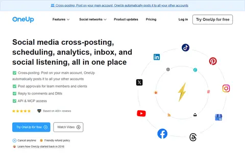 OneUp homepage (screenshot)