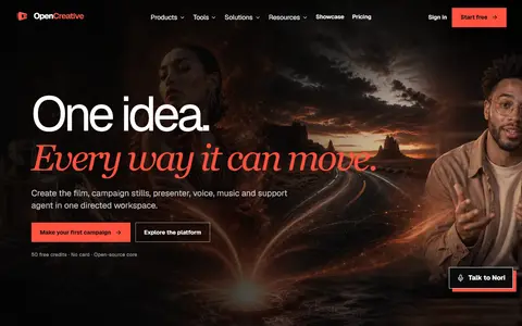 OpenCreative homepage (screenshot)