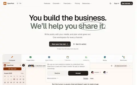 openpost homepage (screenshot)