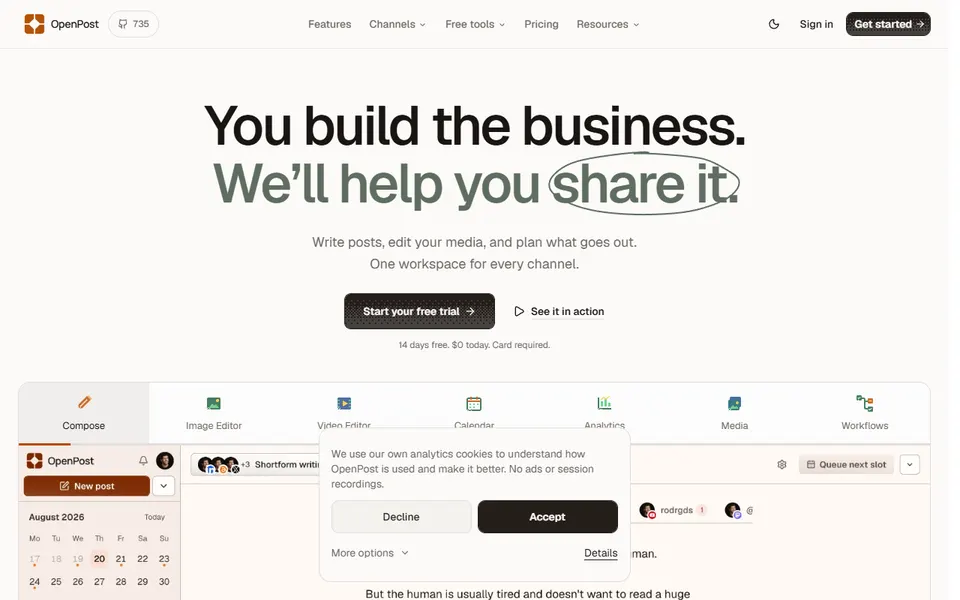 openpost homepage (screenshot)