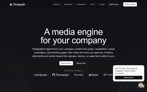Paragraph homepage (screenshot)