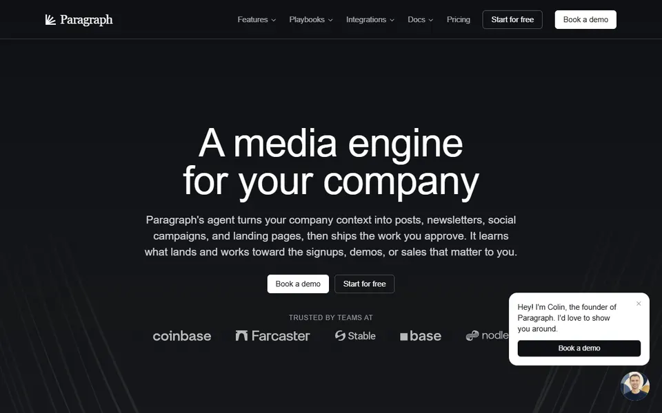 Paragraph homepage (screenshot)