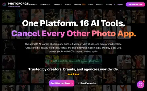 PhotoForge homepage (screenshot)