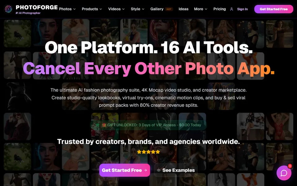 PhotoForge homepage (screenshot)