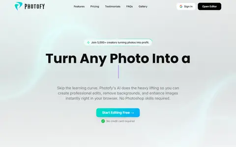 Photofy homepage (screenshot)