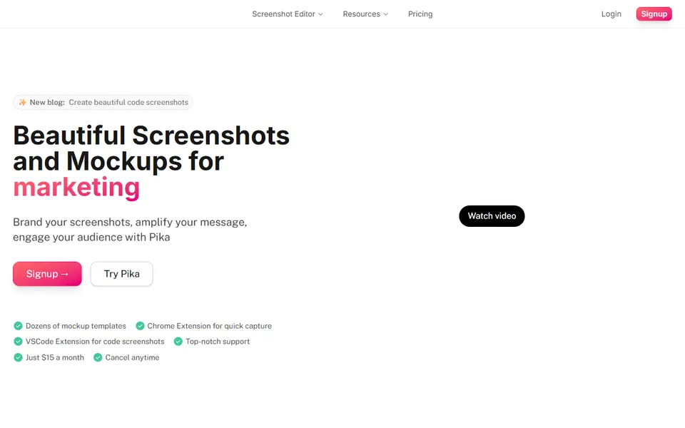 Pika homepage (screenshot)
