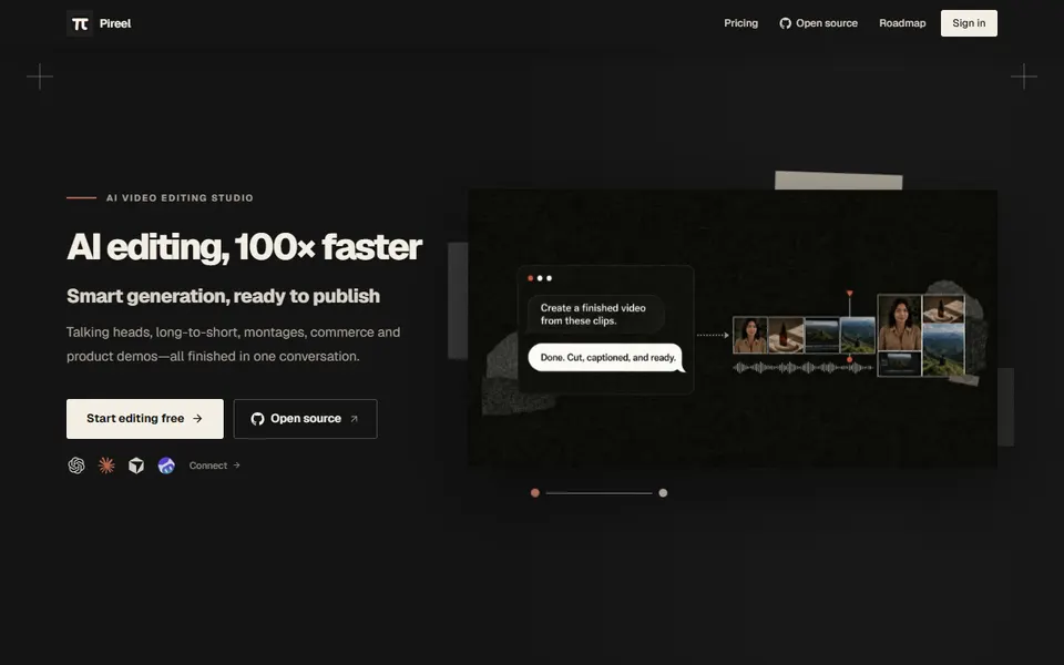 pireel homepage (screenshot)