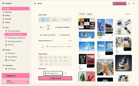 PixBulk homepage (screenshot)