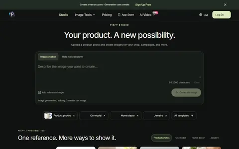 Pixfy homepage (screenshot)