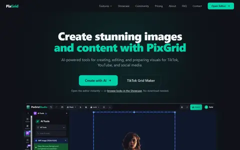 PixGrid homepage (screenshot)