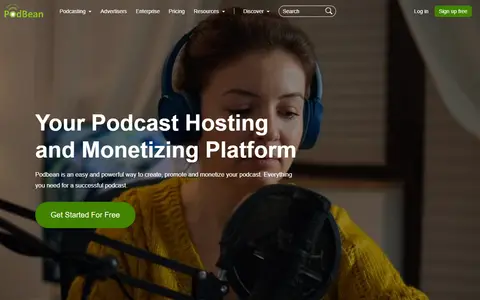 Podbean homepage (screenshot)