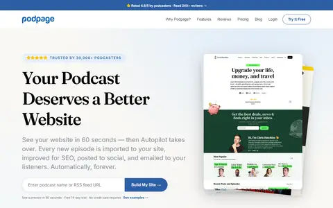 Podpage homepage (screenshot)
