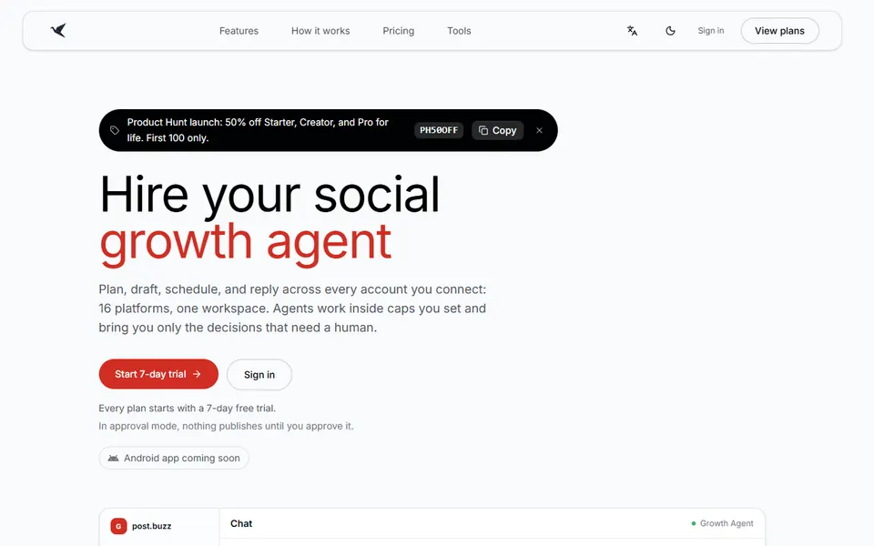Post.Buzz homepage (screenshot)
