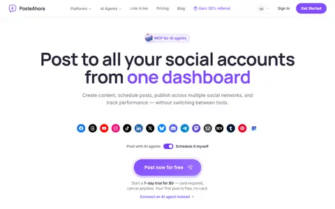 PosteAhora homepage (screenshot)