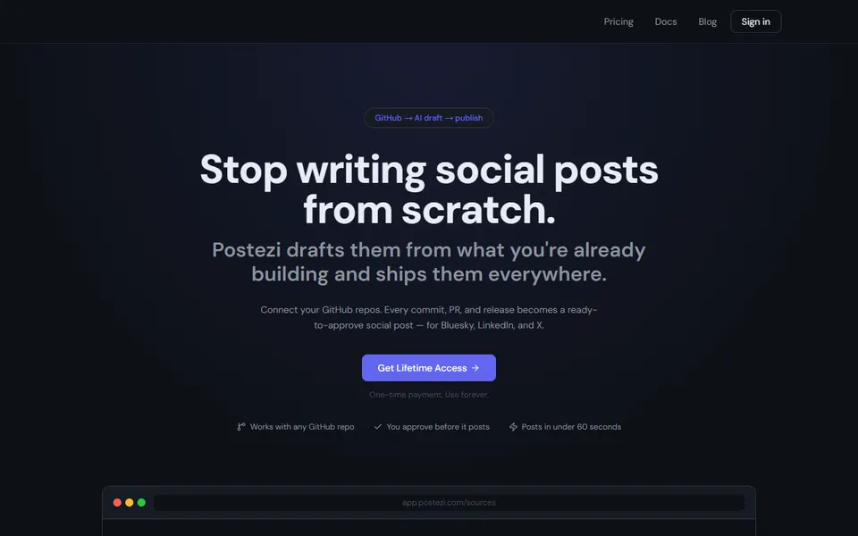 Postezi homepage (screenshot)