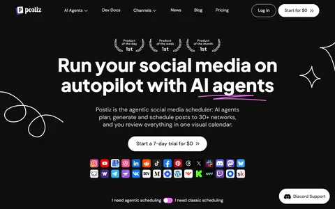 Postiz homepage (screenshot)