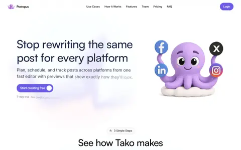 Postopus homepage (screenshot)
