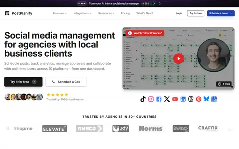 PostPlanify homepage (screenshot)